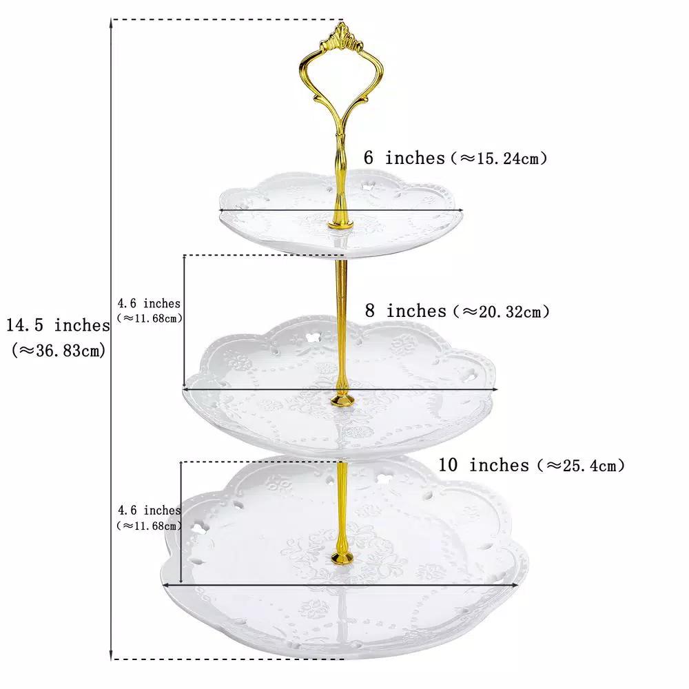 MALACASA 3-Tiered White Porcelain Cupcake Tower Stand - Round Dessert & Appetizer Serving Stand