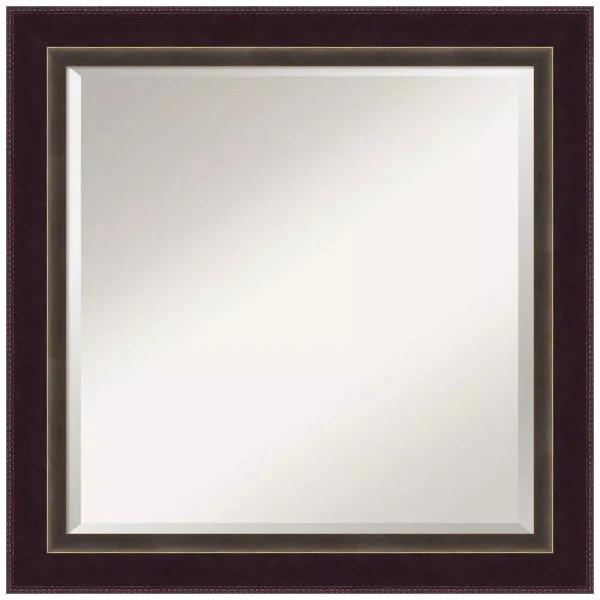 Amanti Art Signore 24 in. x 24 in. Square Wood Framed Beveled Edge Bathroom Vanity Mirror in Bronze