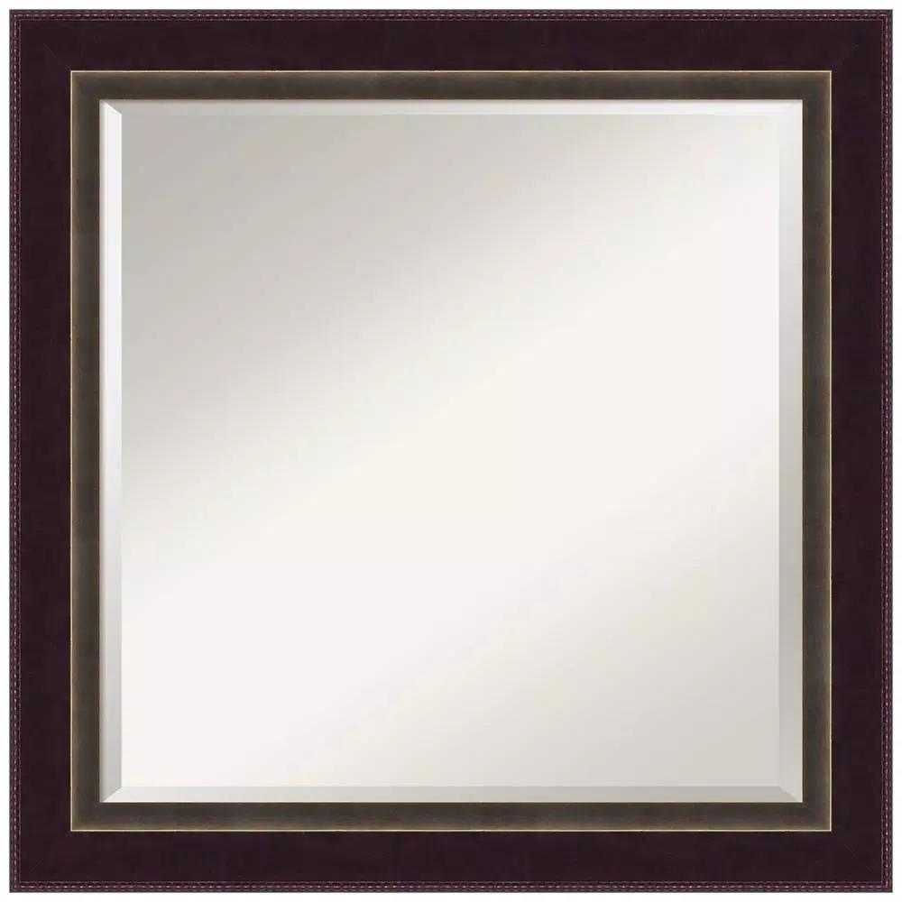 Amanti Art Signore 24 in. x 24 in. Square Wood Framed Beveled Edge Bathroom Vanity Mirror in Bronze