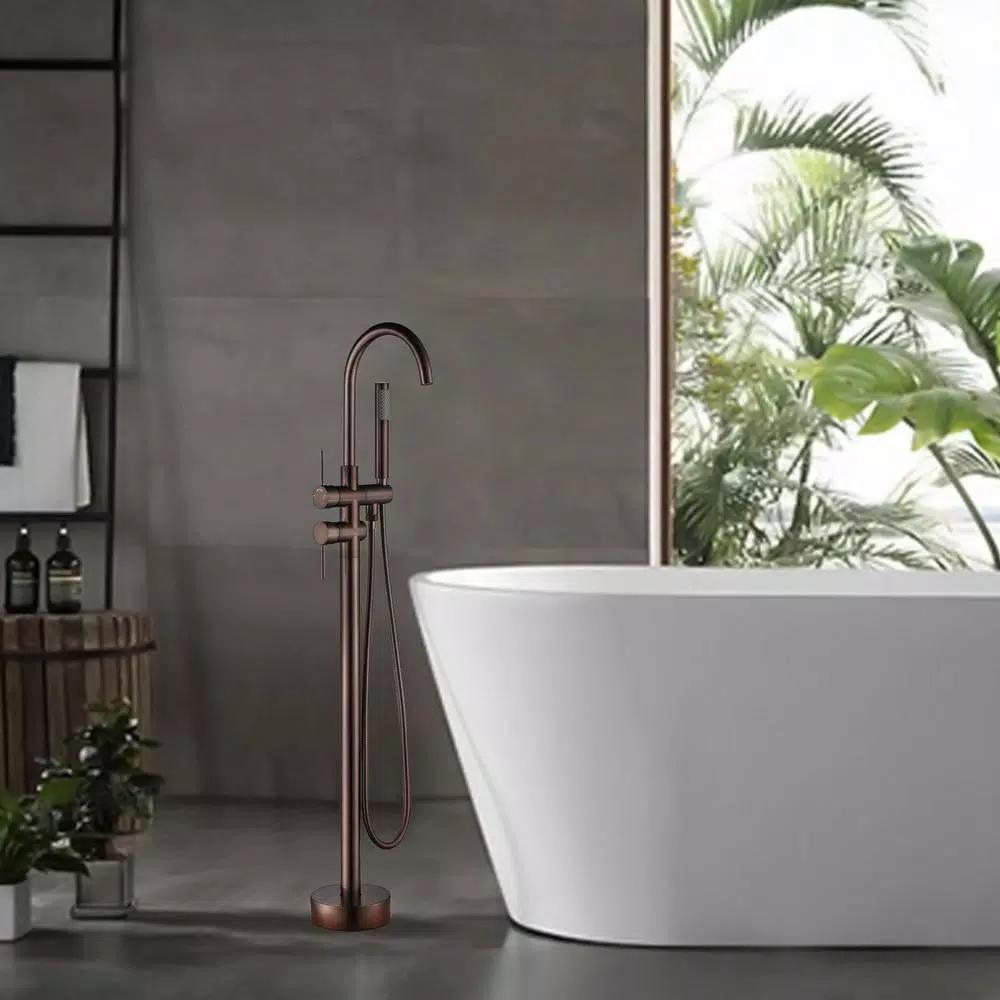 Vanity Art 46 in. Freestanding Single Handle Claw Foot Tub Faucet with Hand Shower, Oil Rubbed Bronze