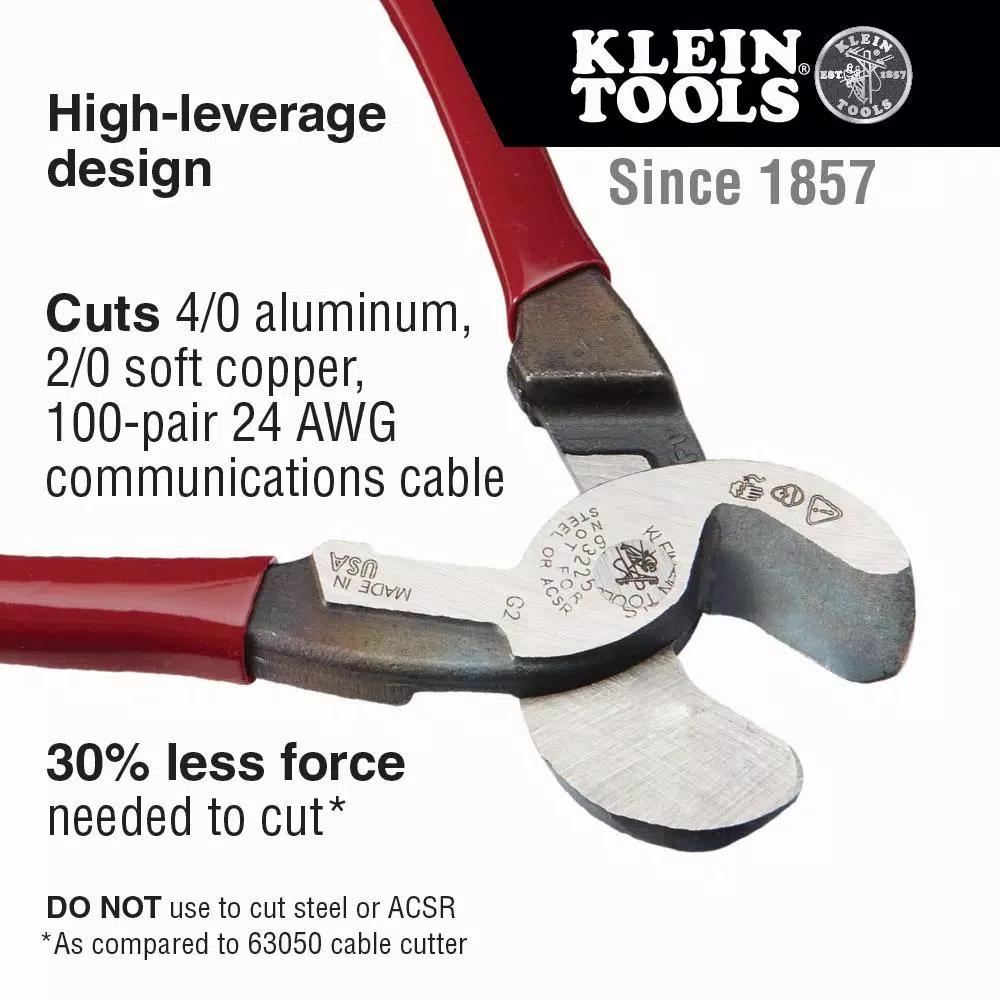 Klein Tools High-Leverage Cable Cutter for Aluminum, Copper, and Communications Cable