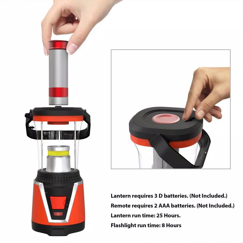Wakeman Outdoors 2-in-1 LED Lantern and Detachable Flashlight, 450 Lumens, Red