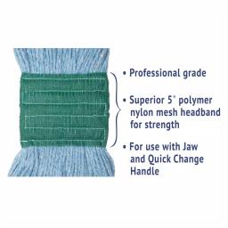 Boardwalk Super Loop Medium Wet Mop Head, 4-Ply Cotton/Synthetic Yarn, Blue, 12/Carton thumbnail 5