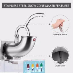 VIVOHOME Commercial Snow Cone Machine, 440lbs/hr Dual Blade Stainless Steel Ice Crusher with Acrylic Box thumbnail 3