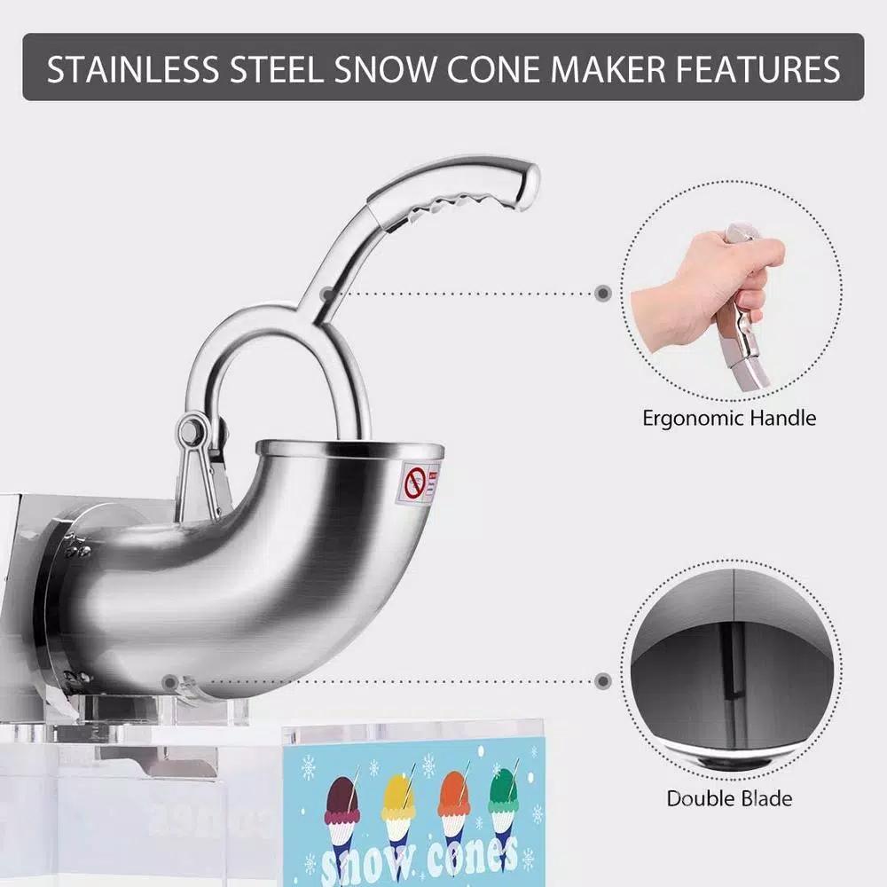 VIVOHOME Commercial Snow Cone Machine, 440lbs/hr Dual Blade Stainless Steel Ice Crusher with Acrylic Box