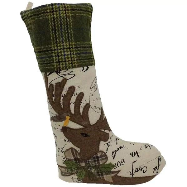 Manor Luxe Reindeer Applique Suede 20 in. Easy Care Polyester Christmas Stocking