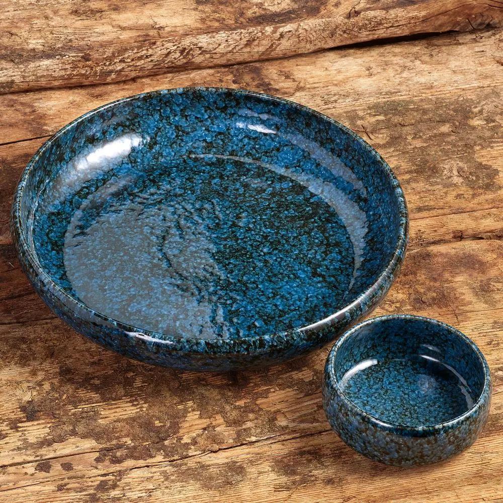 Over and Back Terra Cotta Pacific Blue Chip and Dip Bowl Set, 2-Piece