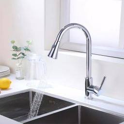 Vanity Art Single-Handle Pull-Down Kitchen Faucet with Sprayer Wand, Chrome Finish thumbnail 2