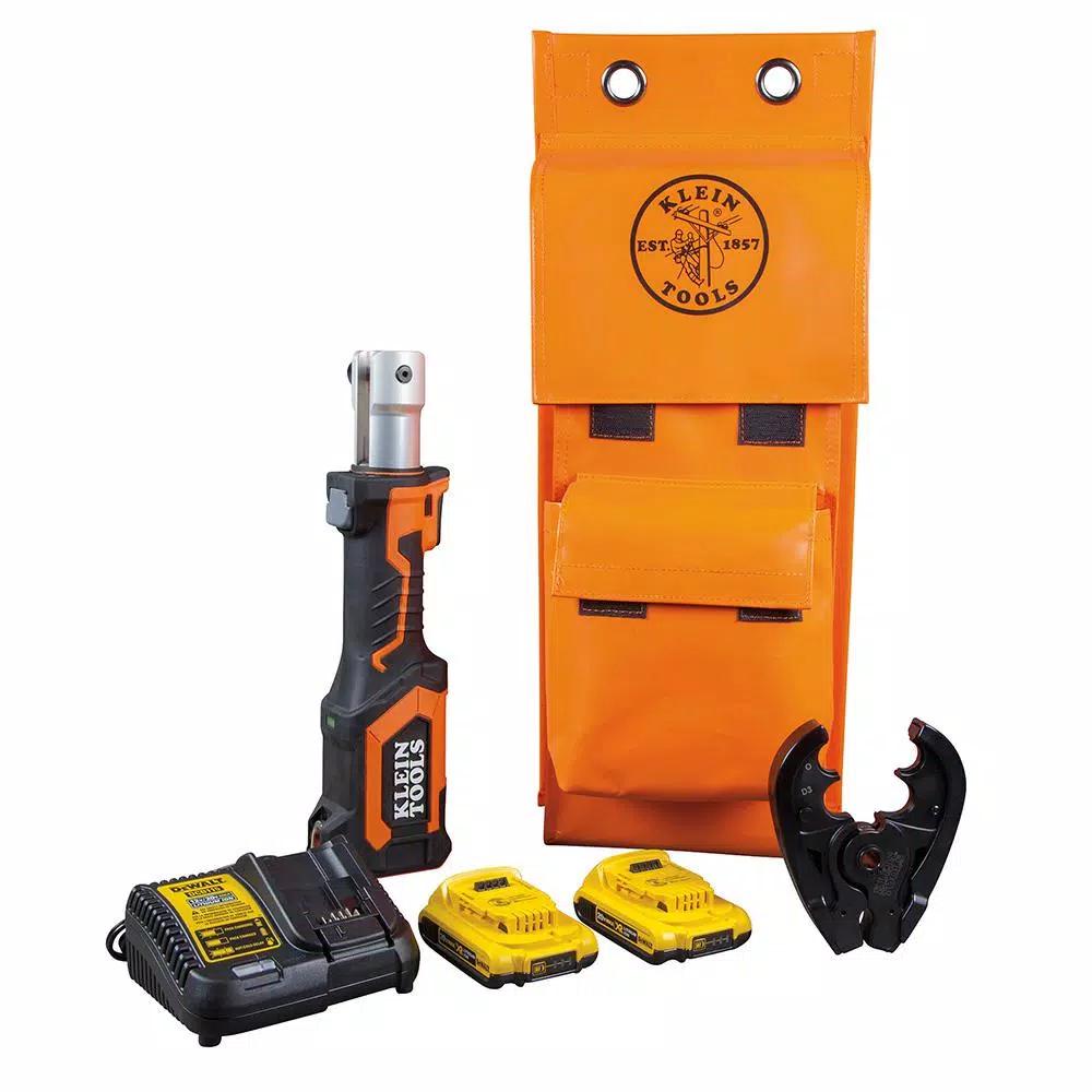 Klein Tools Battery-Operated O Plus Die Head Crimper Kit with 20V Dewalt Batteries