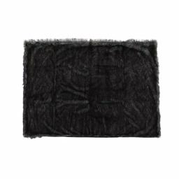 Noble House Warrin Black and White Streak Faux Fur Throw Blanket thumbnail 1