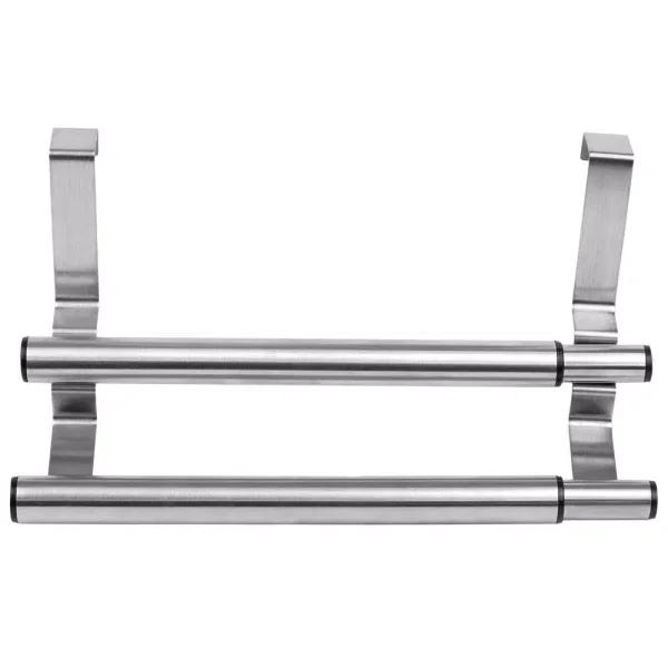 Unbranded Expandable 2-Tier Steel Over the Cabinet Door Towel Rack - Silver