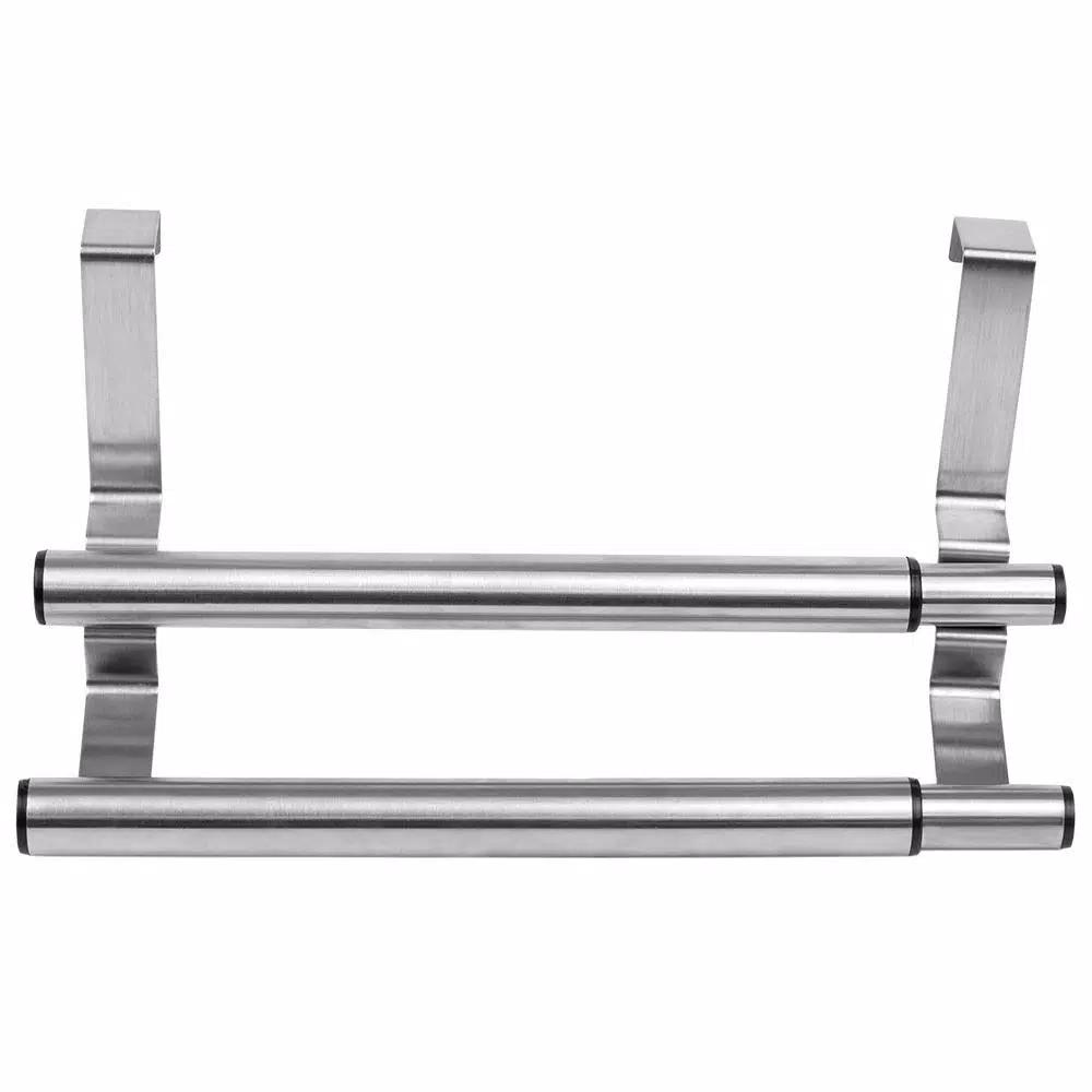 Unbranded Expandable 2-Tier Steel Over the Cabinet Door Towel Rack - Silver