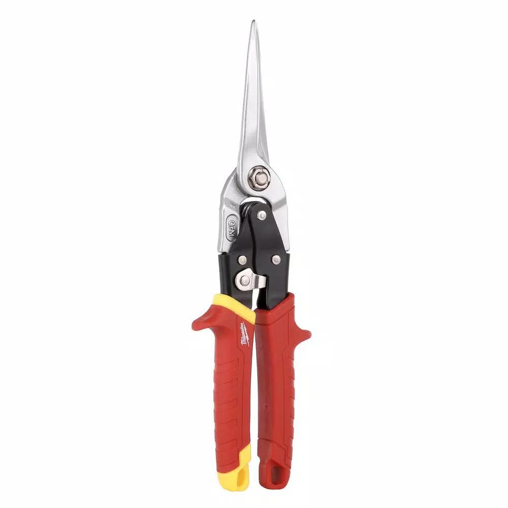 Milwaukee 11.5 in. Straight-Cut Aviation Snips with Forged Serrated Blades