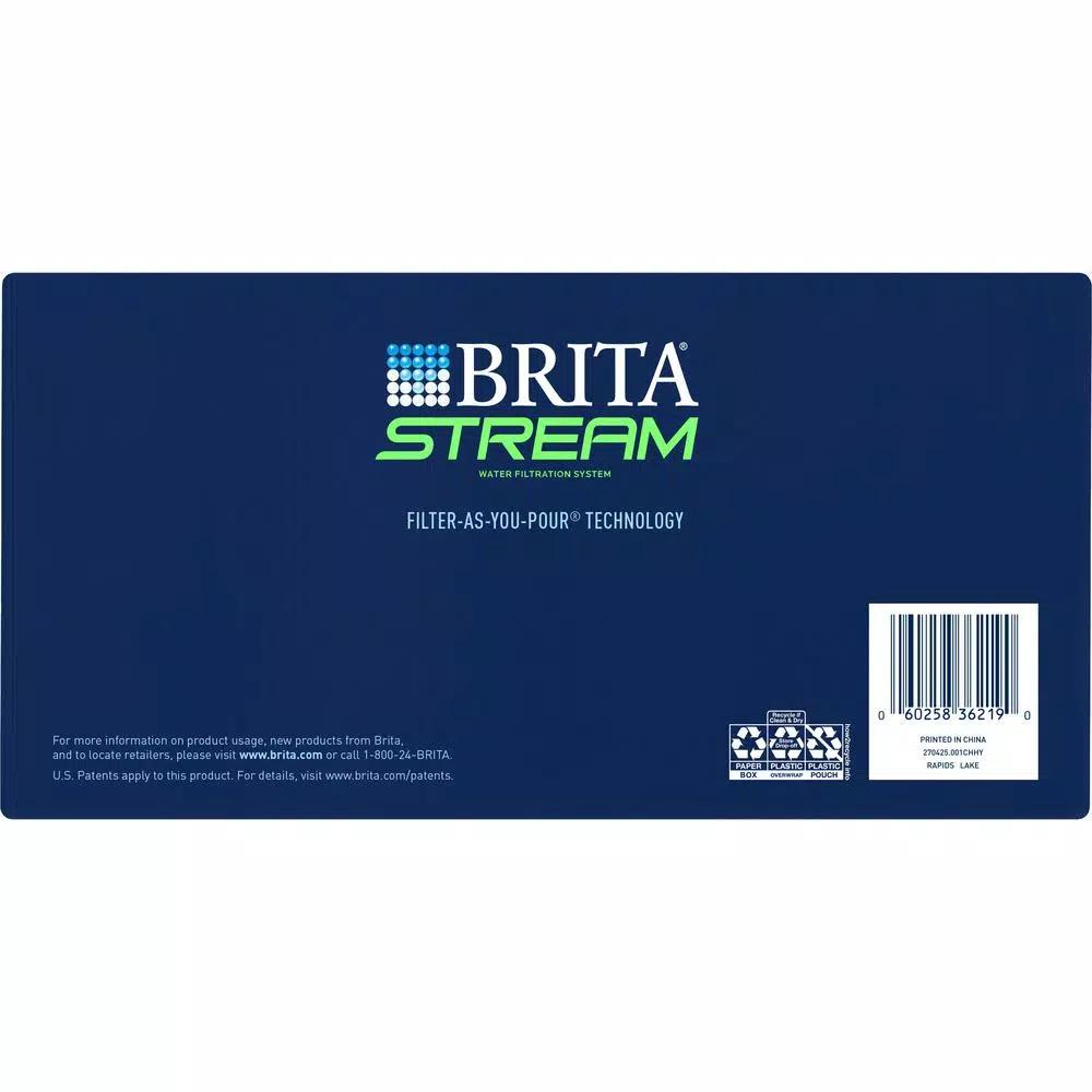 Brita Stream 10-Cup Filter-As-You-Pour Water Pitcher with Filter, Lake Blue