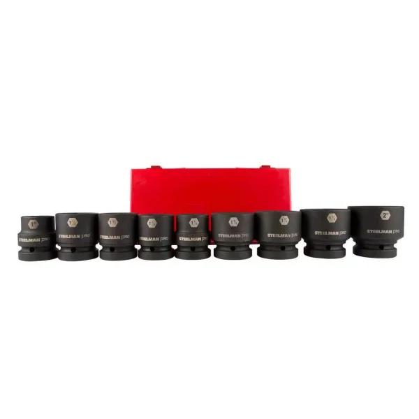 Steelman PRO 79295 1 in. Drive 6-Point SAE Impact Socket Set, 9-Piece