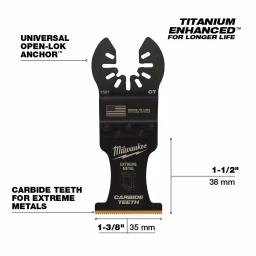 Milwaukee 1-3/8 in. Carbide Universal Fit Extreme Metal Cutting Oscillating Multi-Tool Blades, 10-Pack thumbnail 3