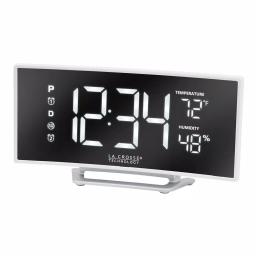 La Crosse Technology Curved Mirror LED Digital Alarm Clock with Temperature, Humidity, and USB Charging Port thumbnail 4