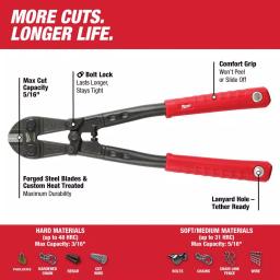 Milwaukee 2-Piece Bolt Cutter Set: 24 in. (7/16 in. Capacity) and 14 in. (5/16 in. Capacity) thumbnail 2