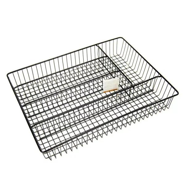 Creative Home Black Powder Coated Iron 5-Compartment Cutlery Tray & Utensil Organizer, Large