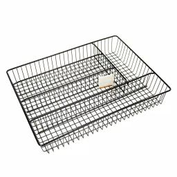 Creative Home Black Powder Coated Iron 5-Compartment Cutlery Tray & Utensil Organizer, Large thumbnail 1