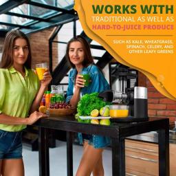 Ivation Black Masticating Electric Juicer with Stainless Steel and Ceramic Spiral Auger thumbnail 2