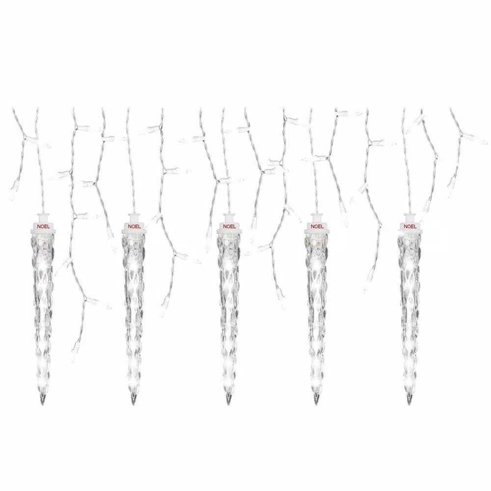 LightShow 75-Light White Shooting Star Icicle LED String Light with Cascading Lights