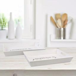 Stonebriar Collection Stonebriar Rustic Worn White Wooden Serving Tray Set of 2 - Happiness is Homemade thumbnail 5