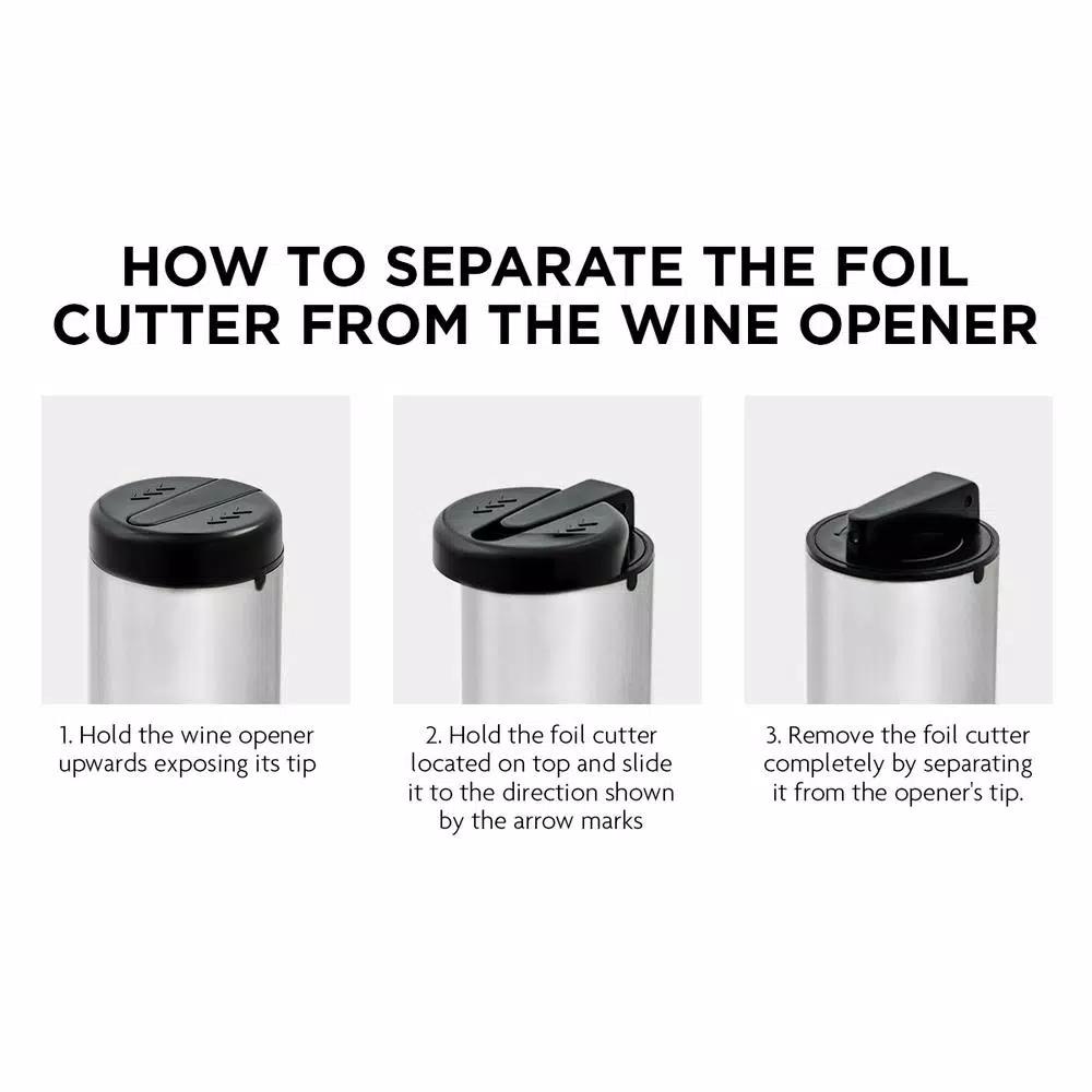 Ovente Electric Wine Bottle Opener with Foil Cutter and LED Light, Stainless Steel, Silver