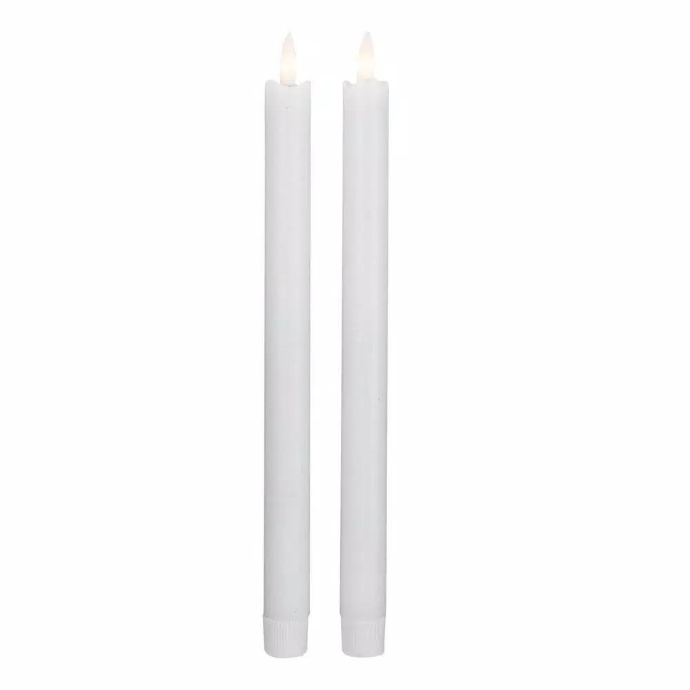 Northlight Set of 2 White Wax Flameless Taper Christmas Candles, 12 in. with 3D Flickering Light
