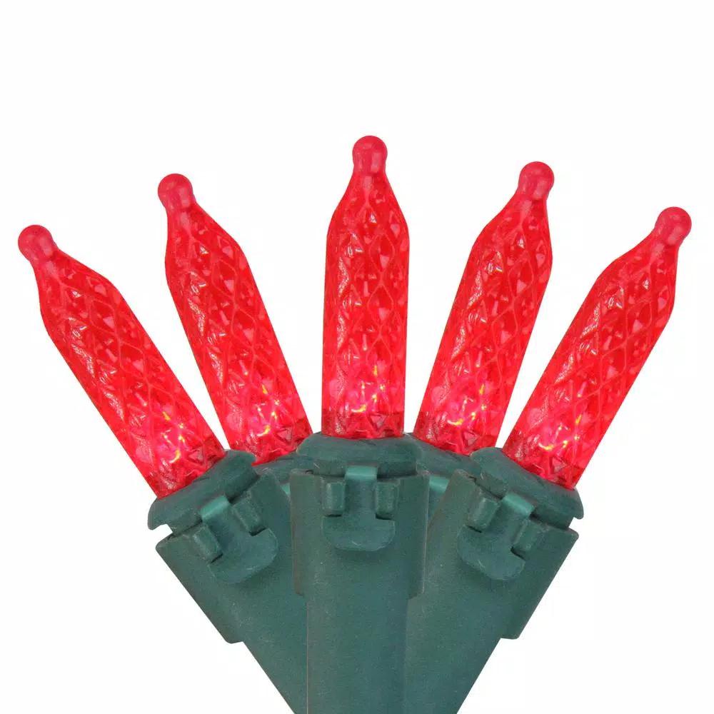 Vickerman 70 LED M5 Mini Christmas Lights, Red Bulbs with Green Wire, Commercial Grade, 35 ft Set