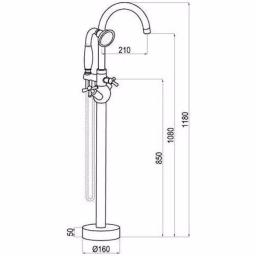 Vanity Art 48 in. Freestanding Single-Handle Claw Foot Tub Faucet with Hand Shower, Polished Chrome thumbnail 6