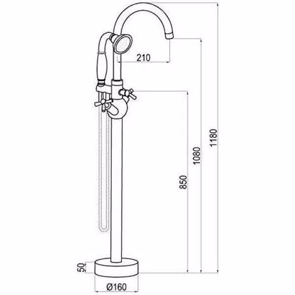 Vanity Art 48 in. Freestanding Single-Handle Claw Foot Tub Faucet with Hand Shower, Polished Chrome