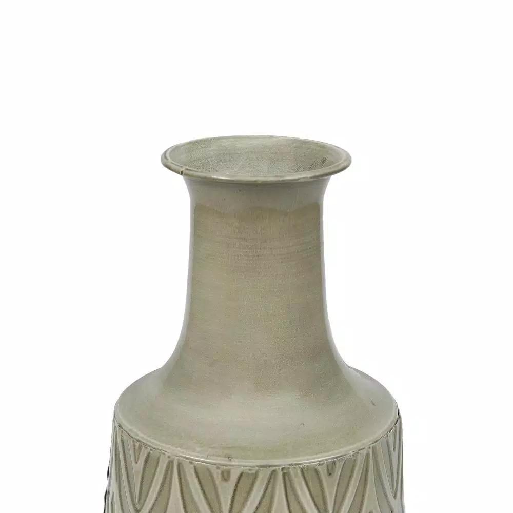 Winsome House 2-Piece Green-Gray Metal Damask Urn Vase Set