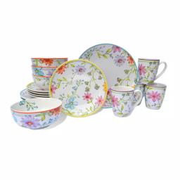 Euro Ceramica Charlotte 16-Piece Floral Multicolor Stoneware Dinnerware Set, Service for 4 thumbnail 1