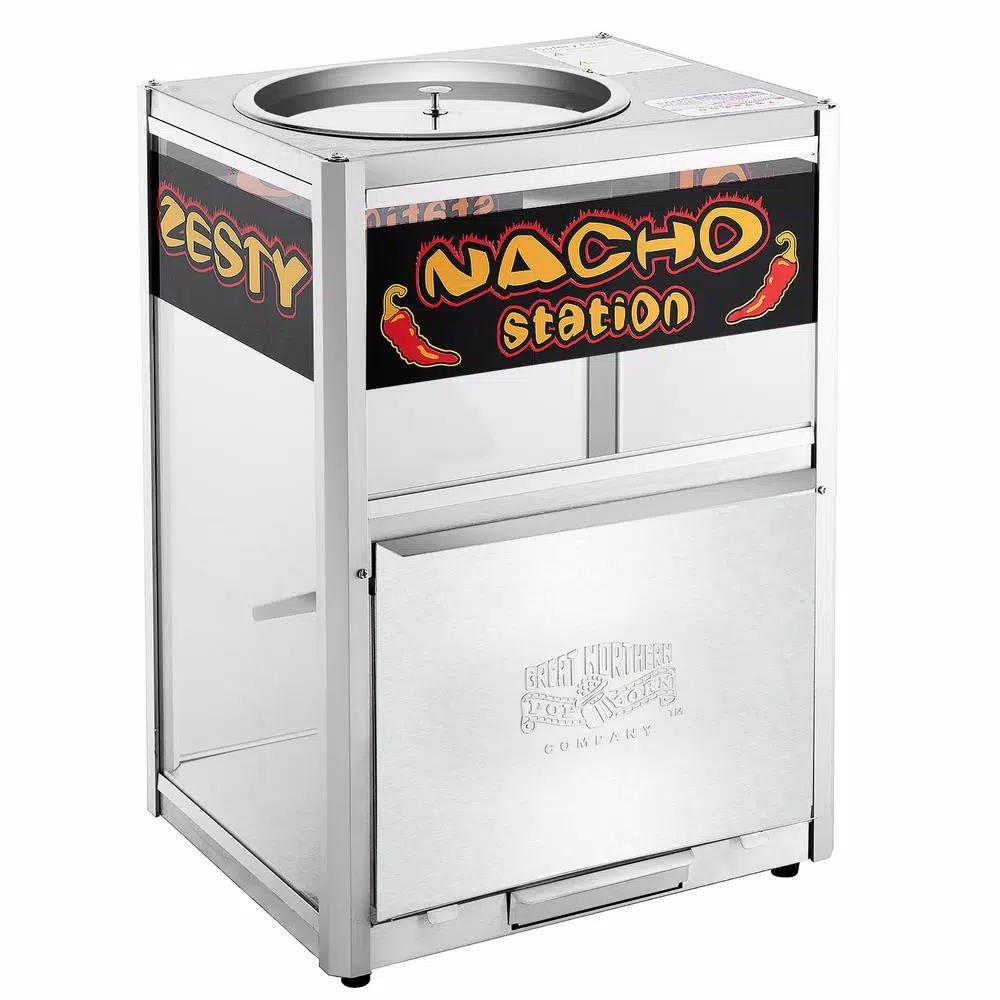Great Northern Popcorn Commercial Grade Nacho Warmer & Popcorn Station, 8 oz. Stainless Steel Countertop Machine