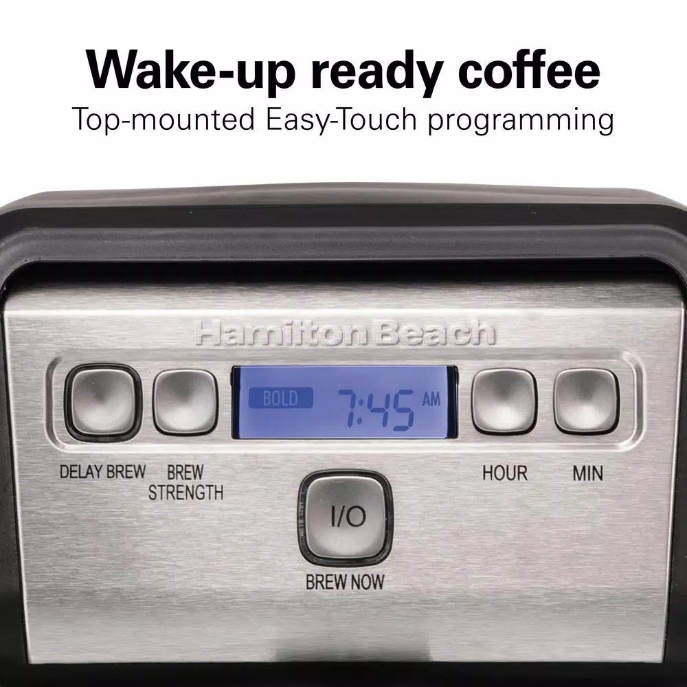 Hamilton Beach 12-Cup Compact Programmable Drip Coffee Maker, Black