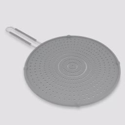 ExcelSteel 13 in. Gray Silicone Splatter Screen with Non-Slip Grip and Stainless Steel Frame thumbnail 1