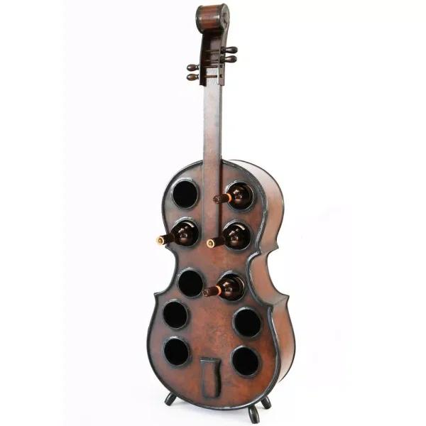 Vintiquewise Vintage Wooden Cello Shaped Wine Rack - 10 Bottle Floor Display