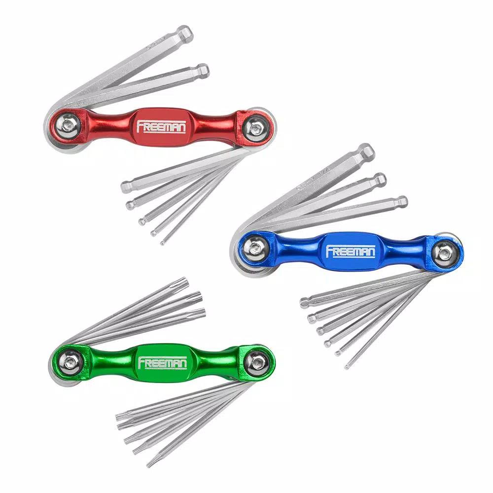 Freeman 3-Piece Folding Hex and Torx Key Set - Metric, SAE, and Torx