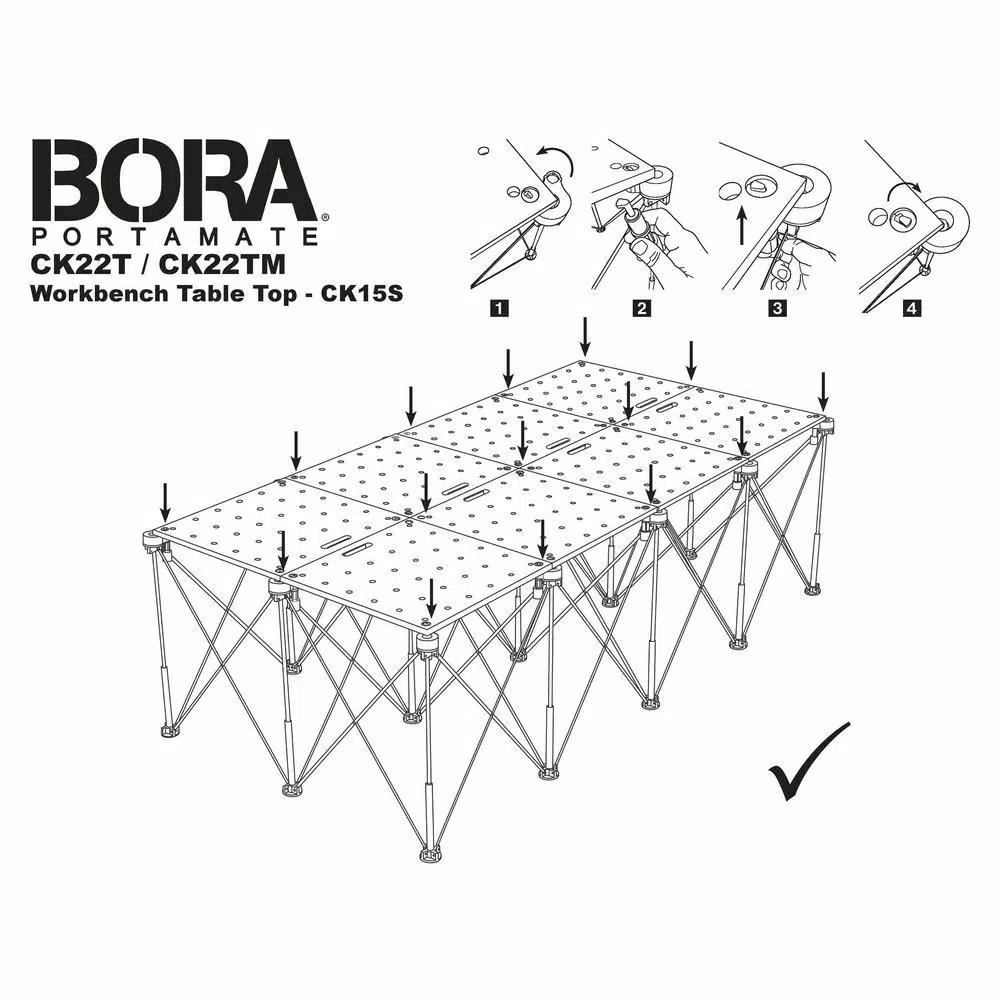 BORA Centipede 24 in. x 48 in. Heavy-Duty Workbench Top with 3/4 in. Dog Holes