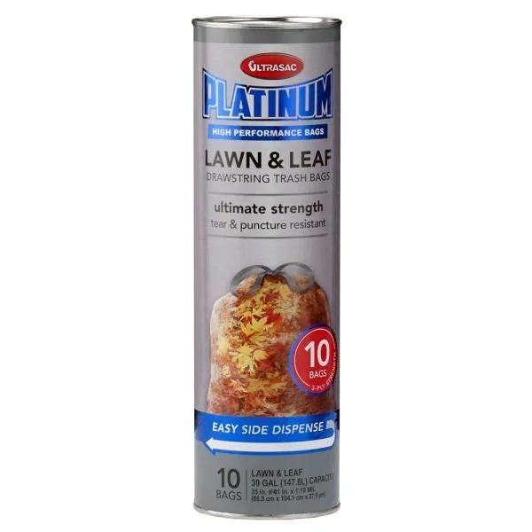 Ultrasac 39 Gal. Lawn and Leaf Clear Drawstring Trash Bags, 10-Count