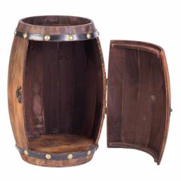Vintiquewise Vintage Wooden Barrel Shaped Wine Rack - Rustic 7-Bottle Storage Display thumbnail 1