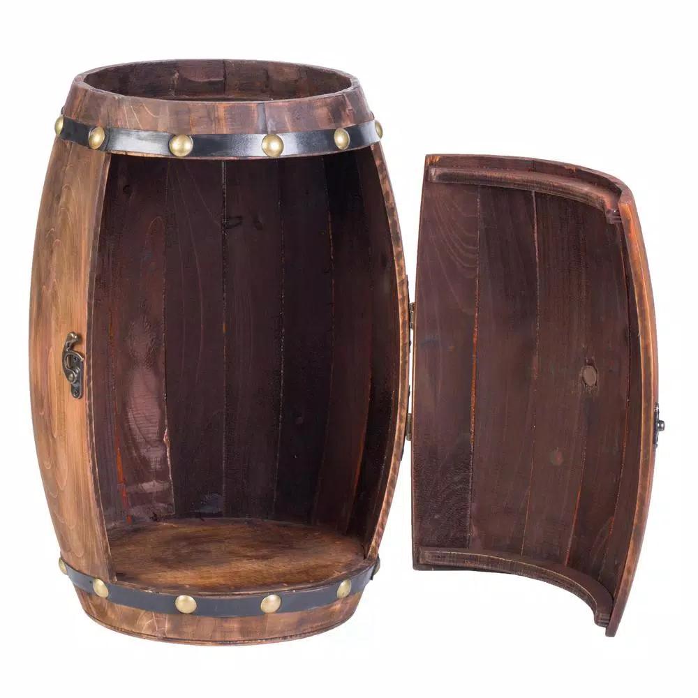 Vintiquewise Vintage Wooden Barrel Shaped Wine Rack - Rustic 7-Bottle Storage Display