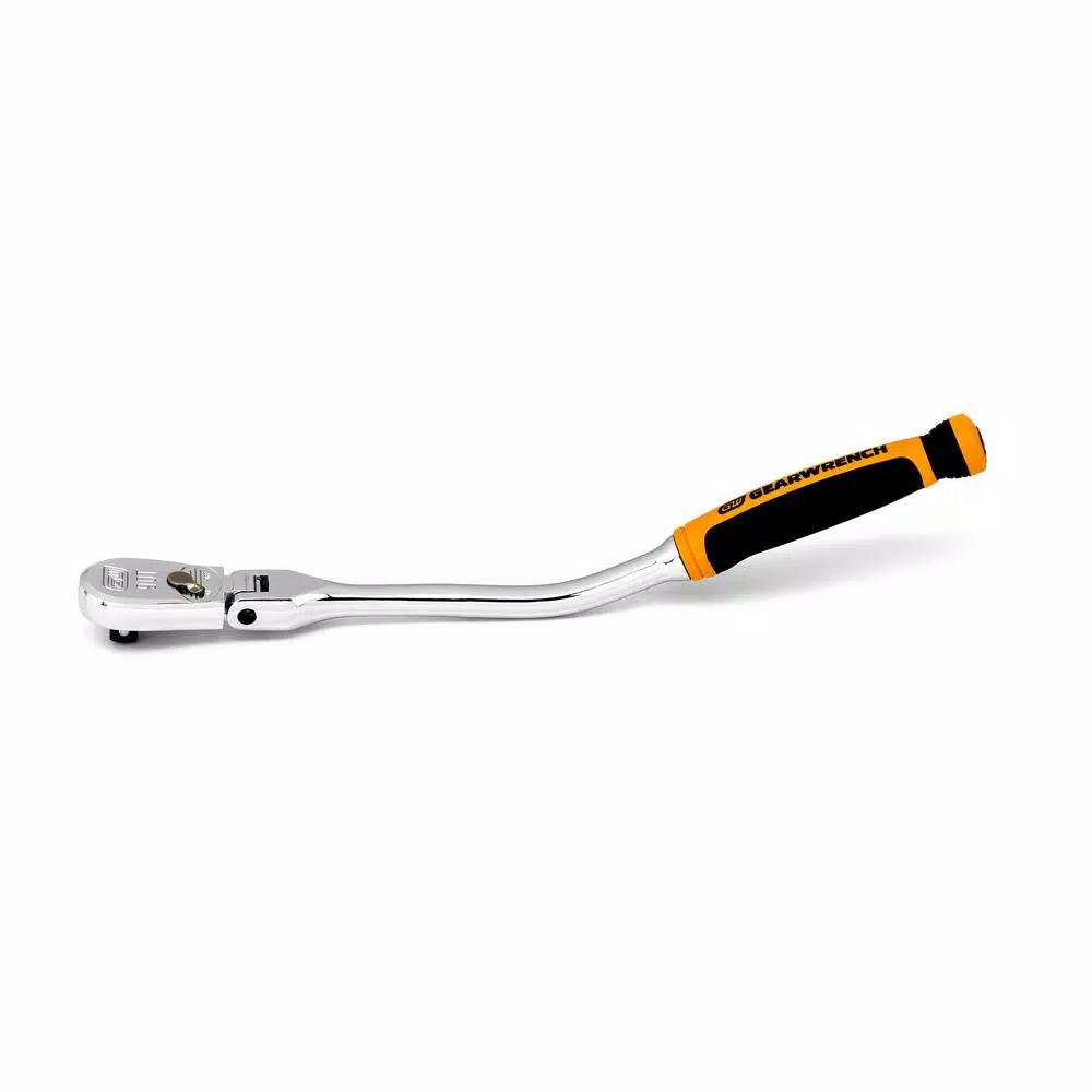 GEARWRENCH 3/8 in. Drive 90-Tooth Offset Flex Head Teardrop Ratchet, 12.25 in.
