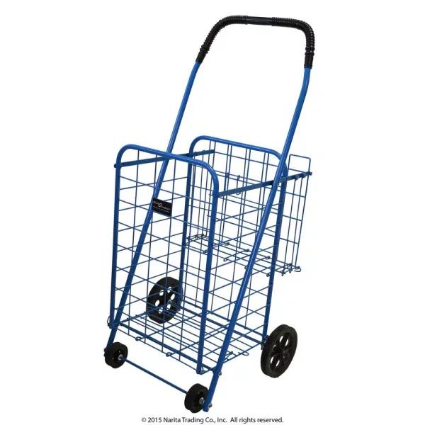 Easy Wheels Mini Shopping Cart with Extra Rear Basket, Blue