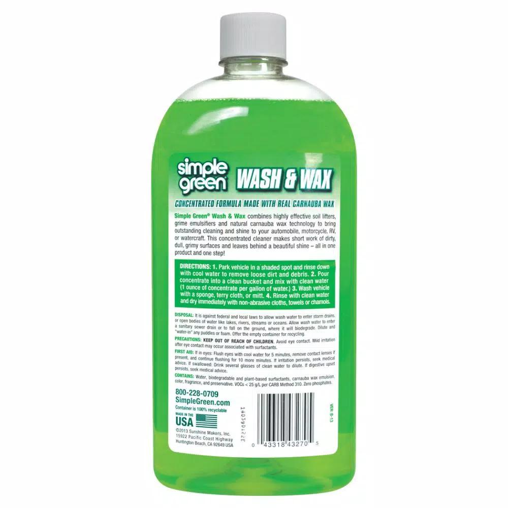 Simple Green Wash and Wax Car Soap with Real Carnauba Wax, 20 oz.