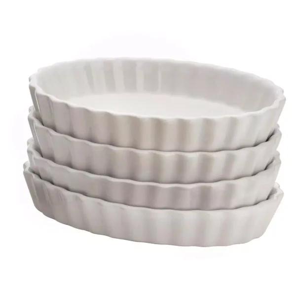 BonJour White Porcelain Oval Creme Brulee Ramekins, 4-Pack