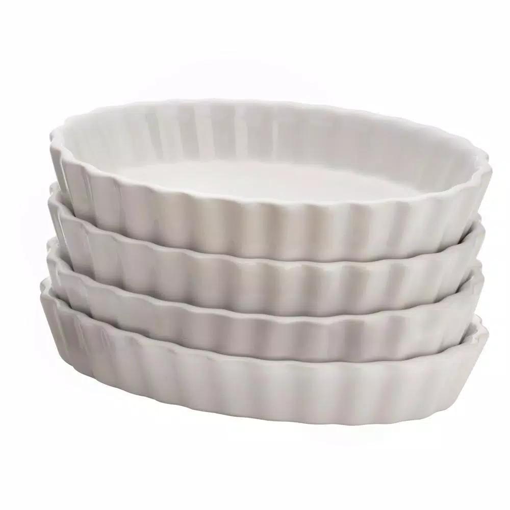 BonJour White Porcelain Oval Creme Brulee Ramekins, 4-Pack