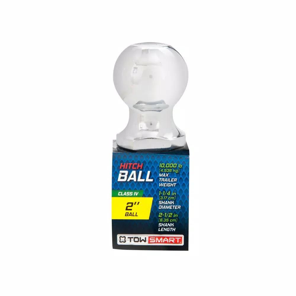 TowSmart 2 in. Chrome Hitch Ball, 10,000 lb. Capacity, 1-1/4 in. Shank Diameter