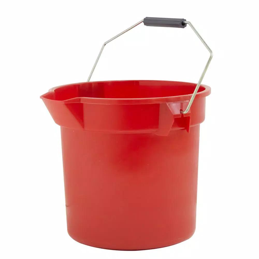 TAFCO PRODUCTS Tafco 3.5 Gal. Red Round Utility ECO Bucket, 14 Qt. Heavy-Duty Commercial Grade, Made from 100% Recycled Water Bottles